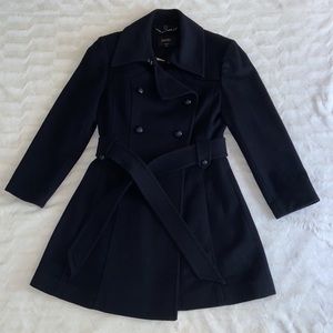 Chinese Laundry Double-Breasted Wool Skirted Peacoat